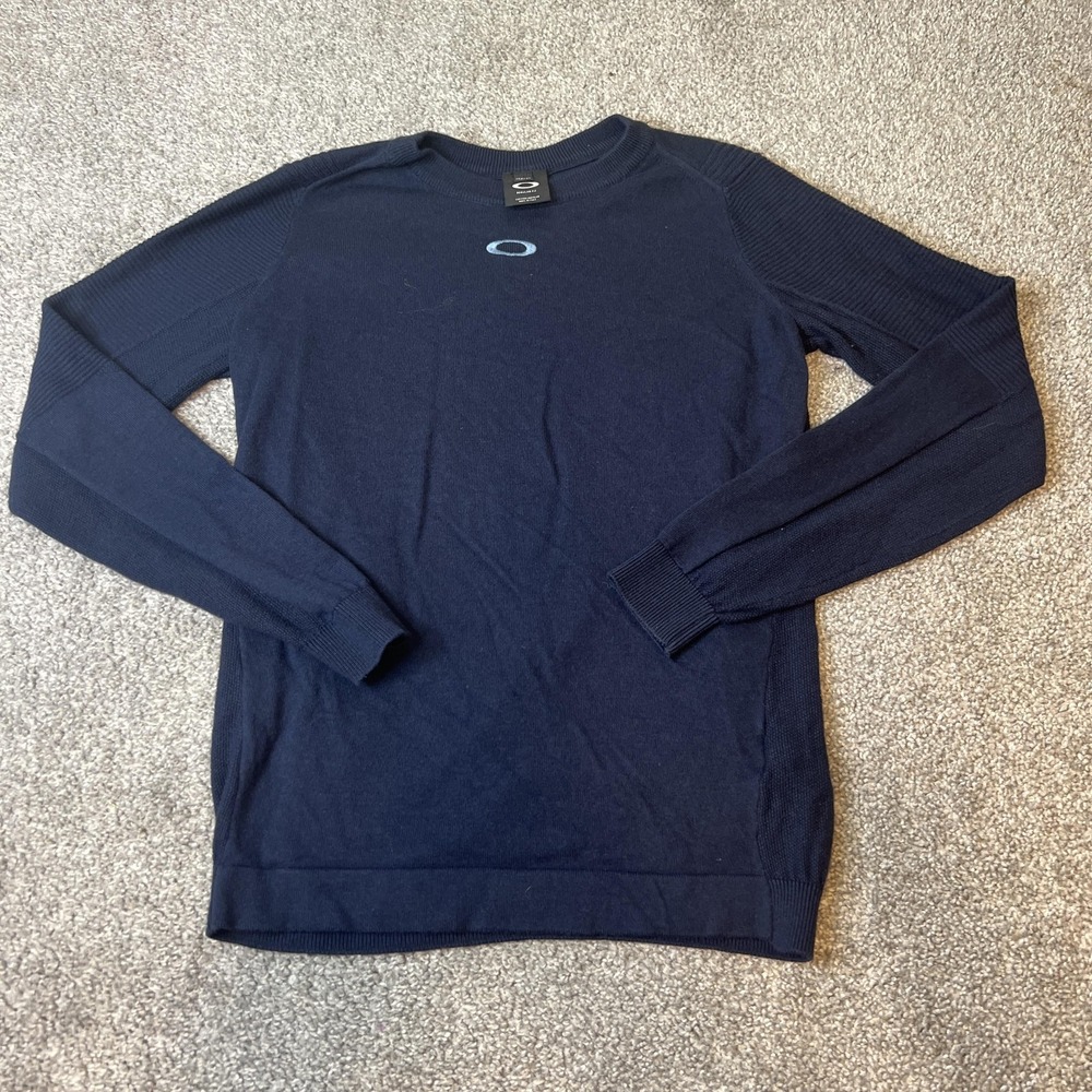 vtg Oakley Sweater Mens Extra‎ Small Navy Blue Knit Pullover Made Italy Regular